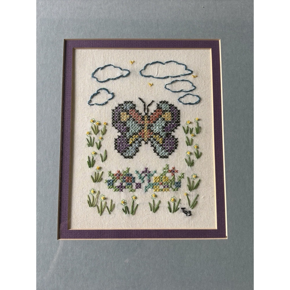 vintage framed butterfly cross stitch - Picture 8 of 10